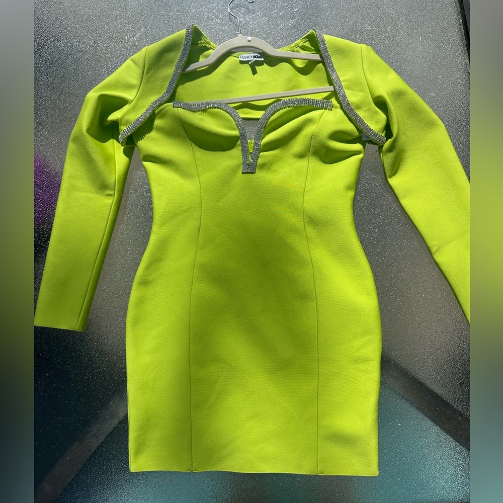 Fashion Nova 2-piece Mini Dress with rhinestones